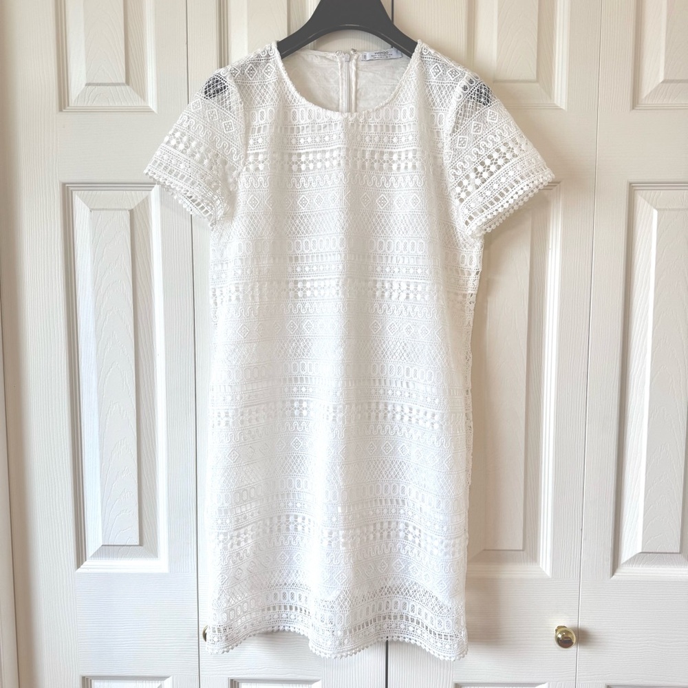 MANGO Elegant White Lace Dress - Picture 1 of 15
